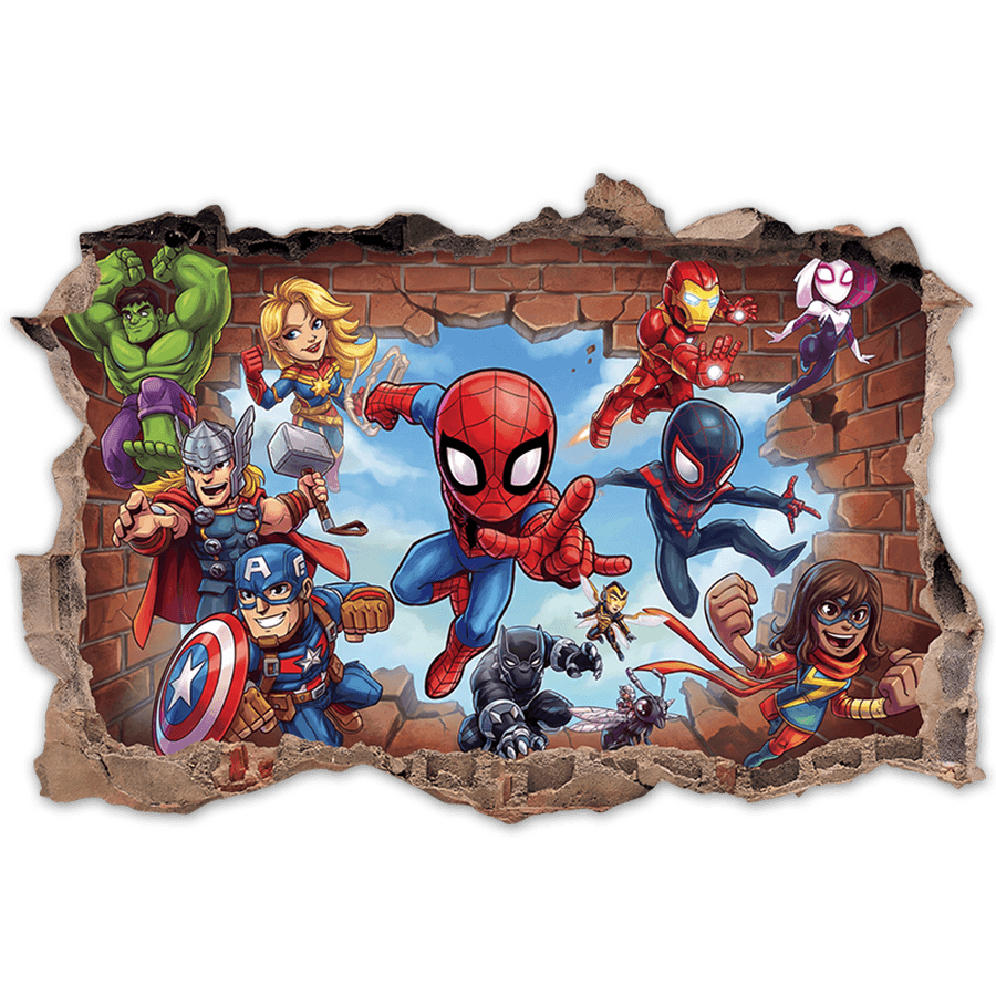 Stickers pour enfants: Br&egrave;che Murale Super H&eacute;ros Marvel
