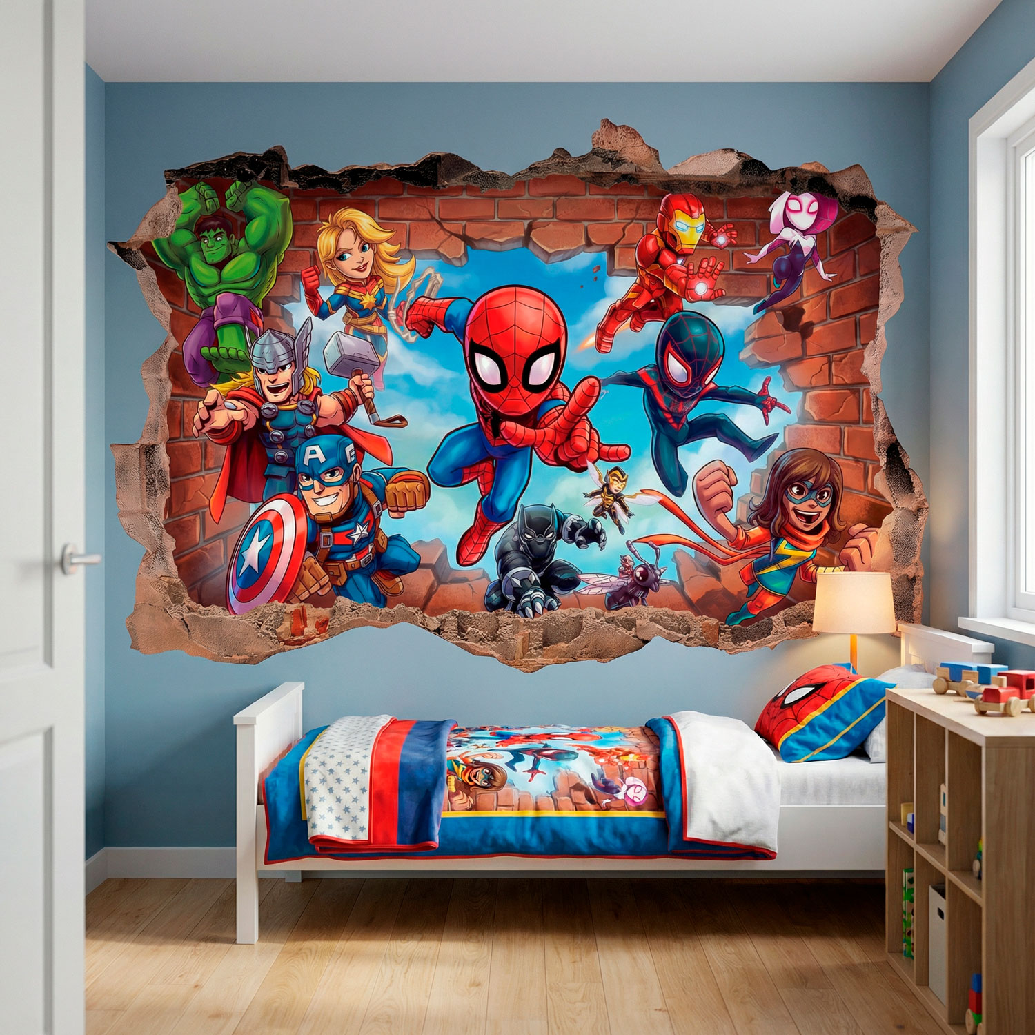 Stickers pour enfants: Br&egrave;che Murale Super H&eacute;ros Marvel