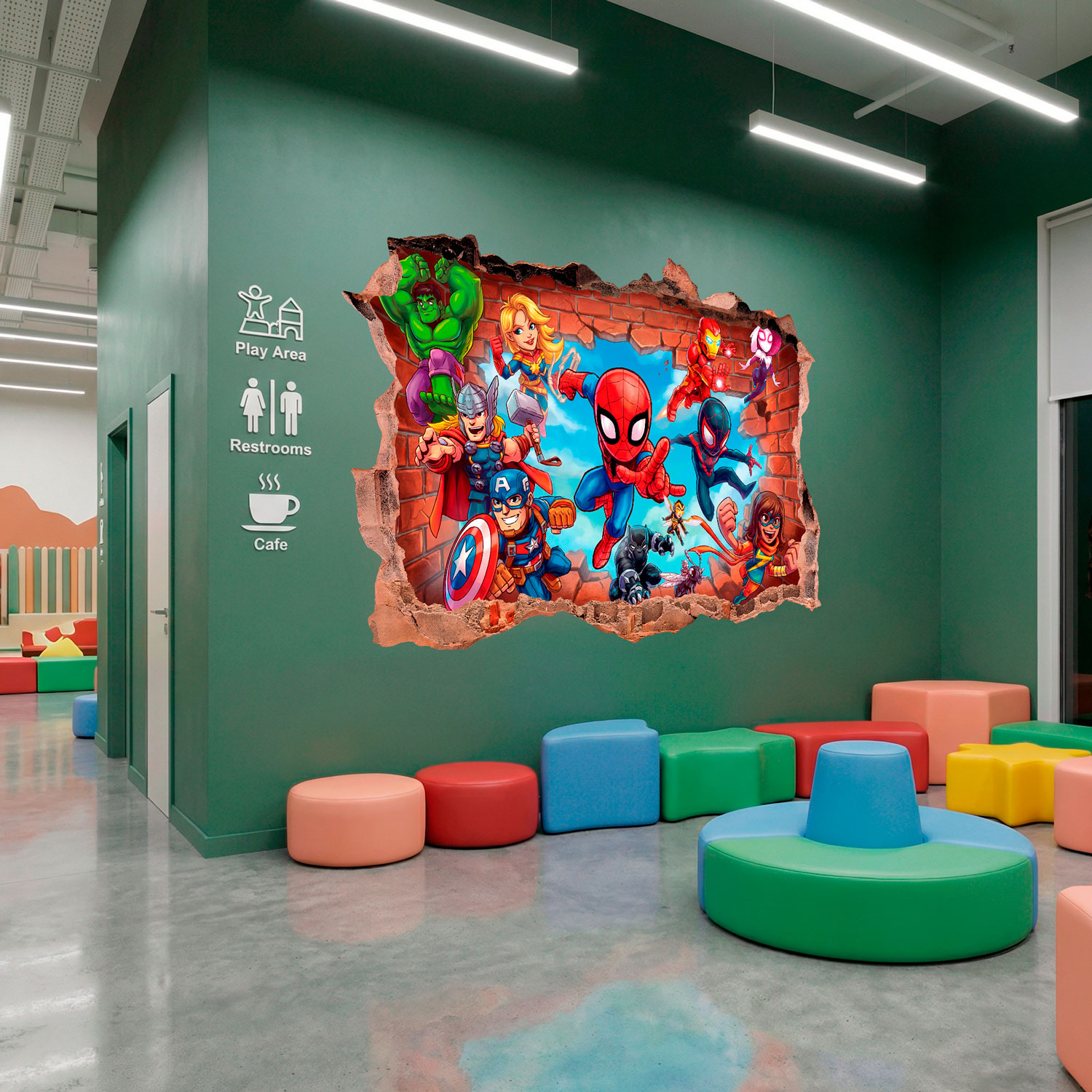 Stickers pour enfants: Br&egrave;che Murale Super H&eacute;ros Marvel