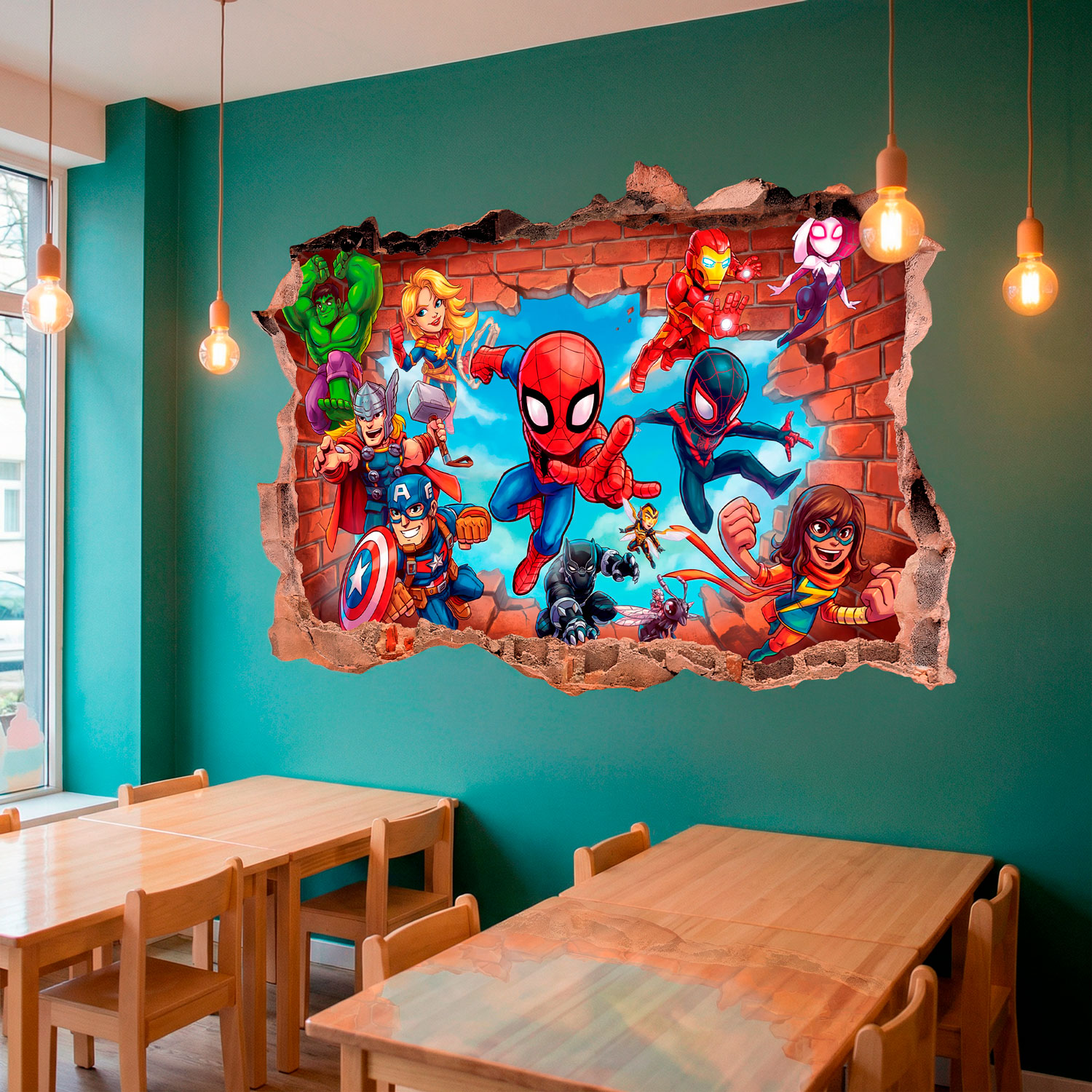 Stickers pour enfants: Br&egrave;che Murale Super H&eacute;ros Marvel