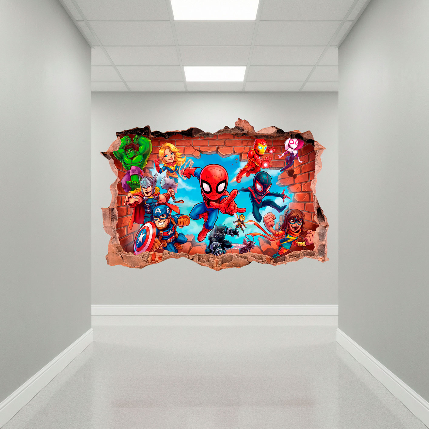 Stickers pour enfants: Br&egrave;che Murale Super H&eacute;ros Marvel