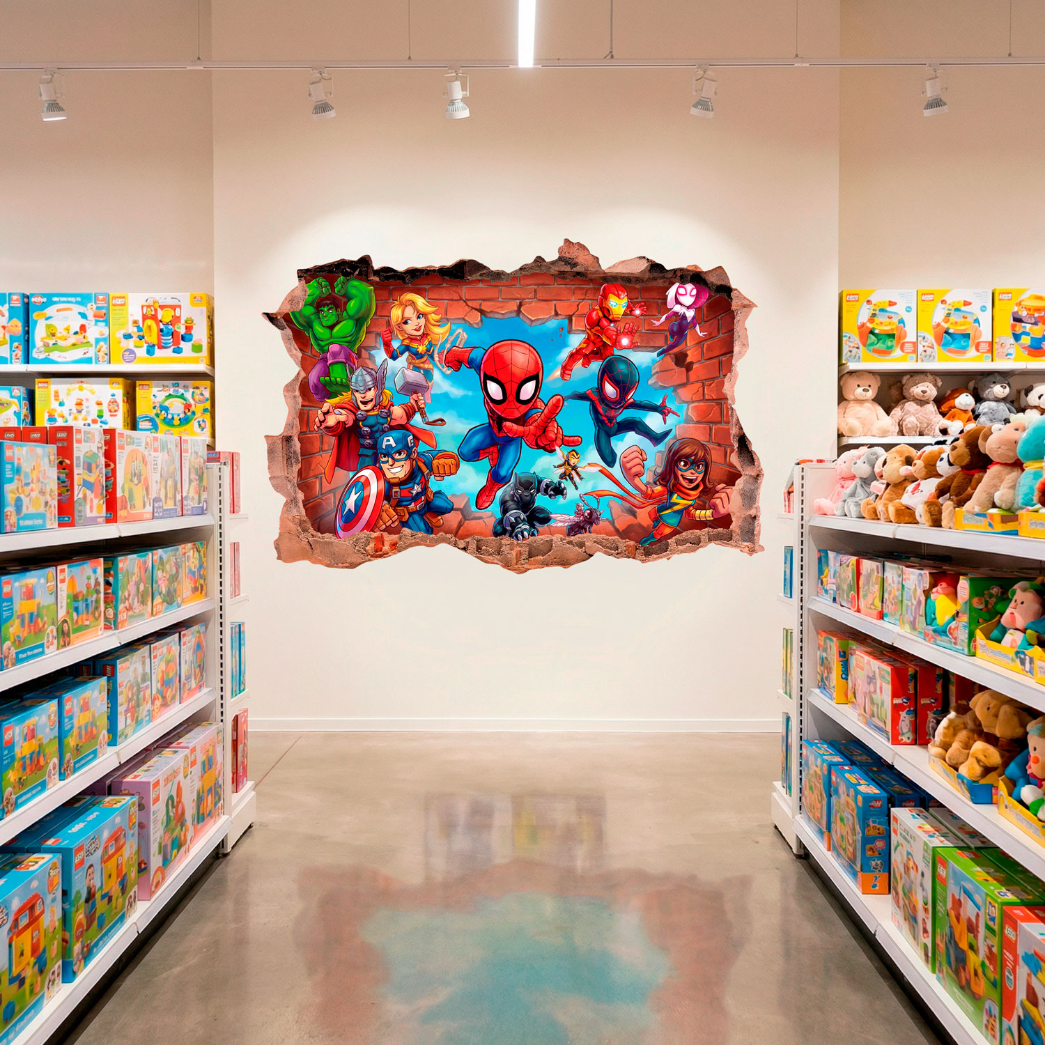 Stickers pour enfants: Br&egrave;che Murale Super H&eacute;ros Marvel