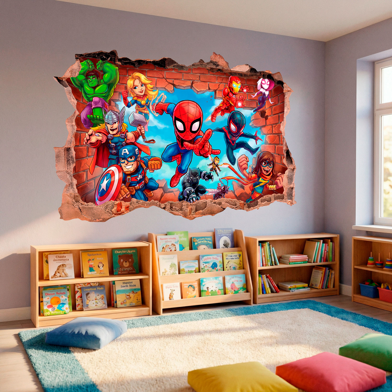 Stickers pour enfants: Br&egrave;che Murale Super H&eacute;ros Marvel
