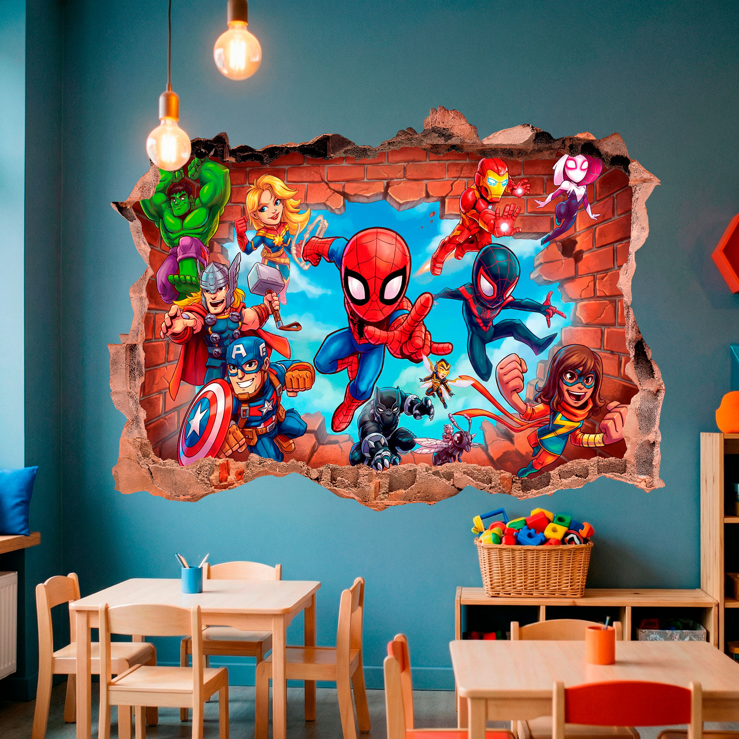 Stickers pour enfants: Br&egrave;che Murale Super H&eacute;ros Marvel