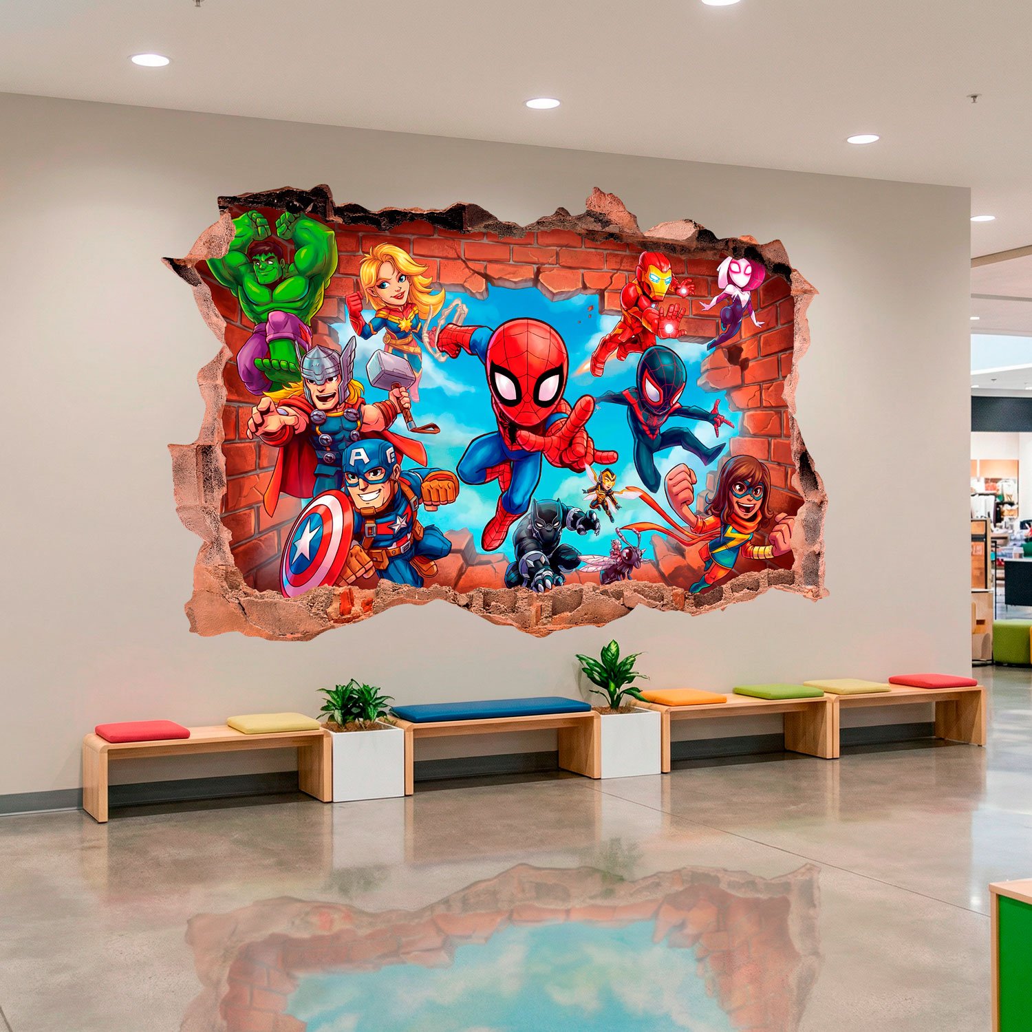 Stickers pour enfants: Br&egrave;che Murale Super H&eacute;ros Marvel
