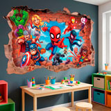Stickers pour enfants: Br&egrave;che Murale Super H&eacute;ros Marvel 4