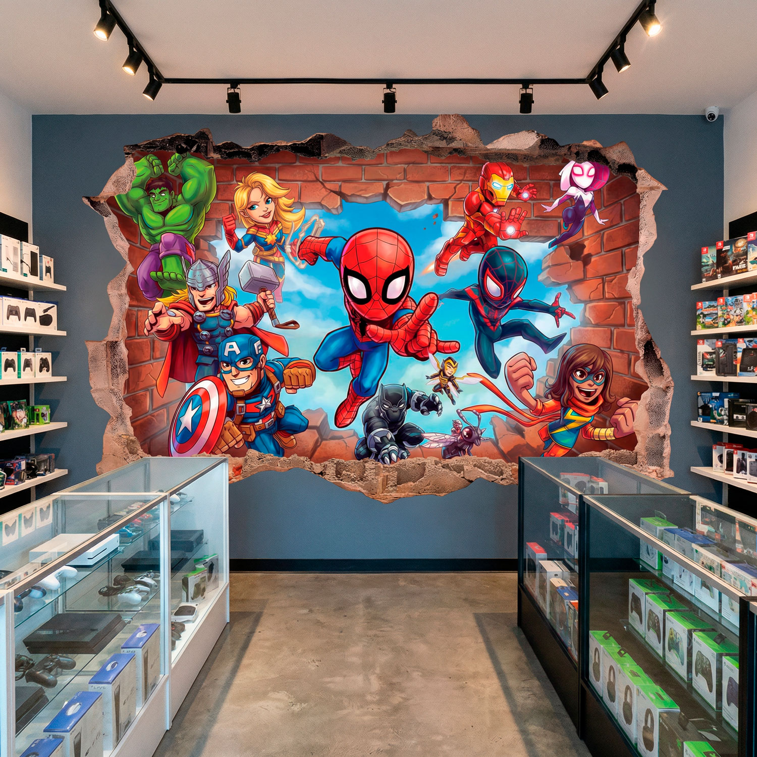 Stickers pour enfants: Br&egrave;che Murale Super H&eacute;ros Marvel