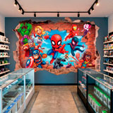 Stickers pour enfants: Br&egrave;che Murale Super H&eacute;ros Marvel 5