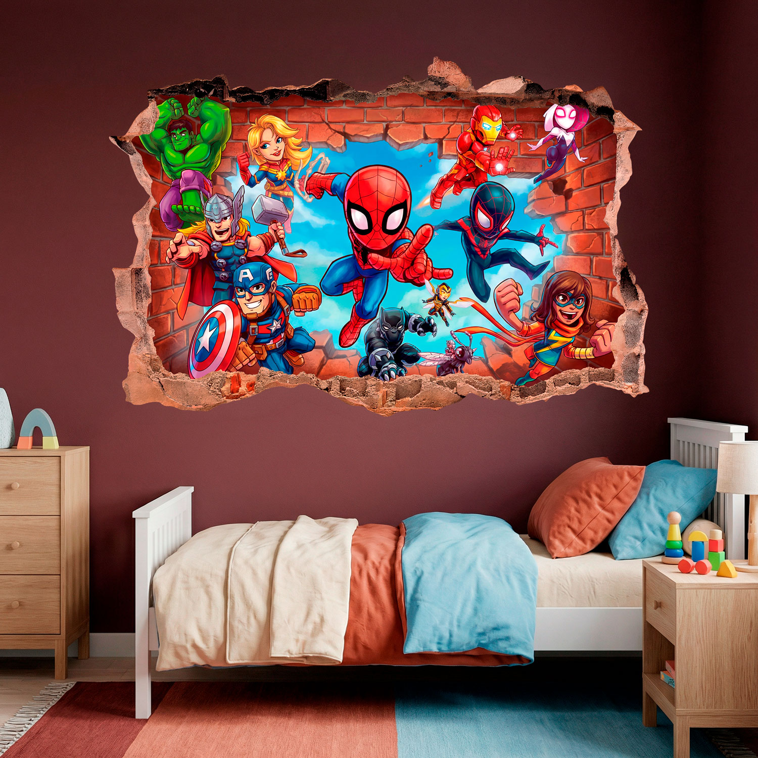Stickers pour enfants: Br&egrave;che Murale Super H&eacute;ros Marvel
