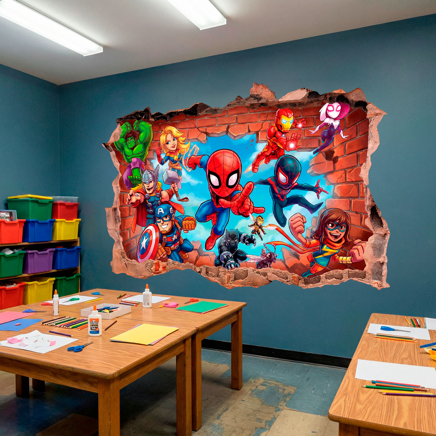 Stickers pour enfants: Br&egrave;che Murale Super H&eacute;ros Marvel