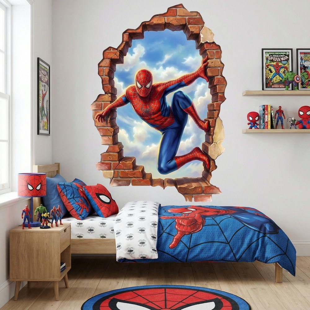Stickers pour enfants: Brèche de Mur Vertical Spider-Man
