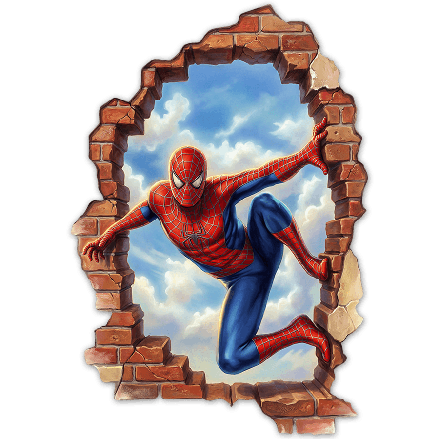 Stickers pour enfants: Brèche de Mur Vertical Spider-Man