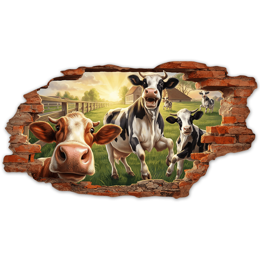 Stickers muraux: Trou de Mur Vaches à la Ferme