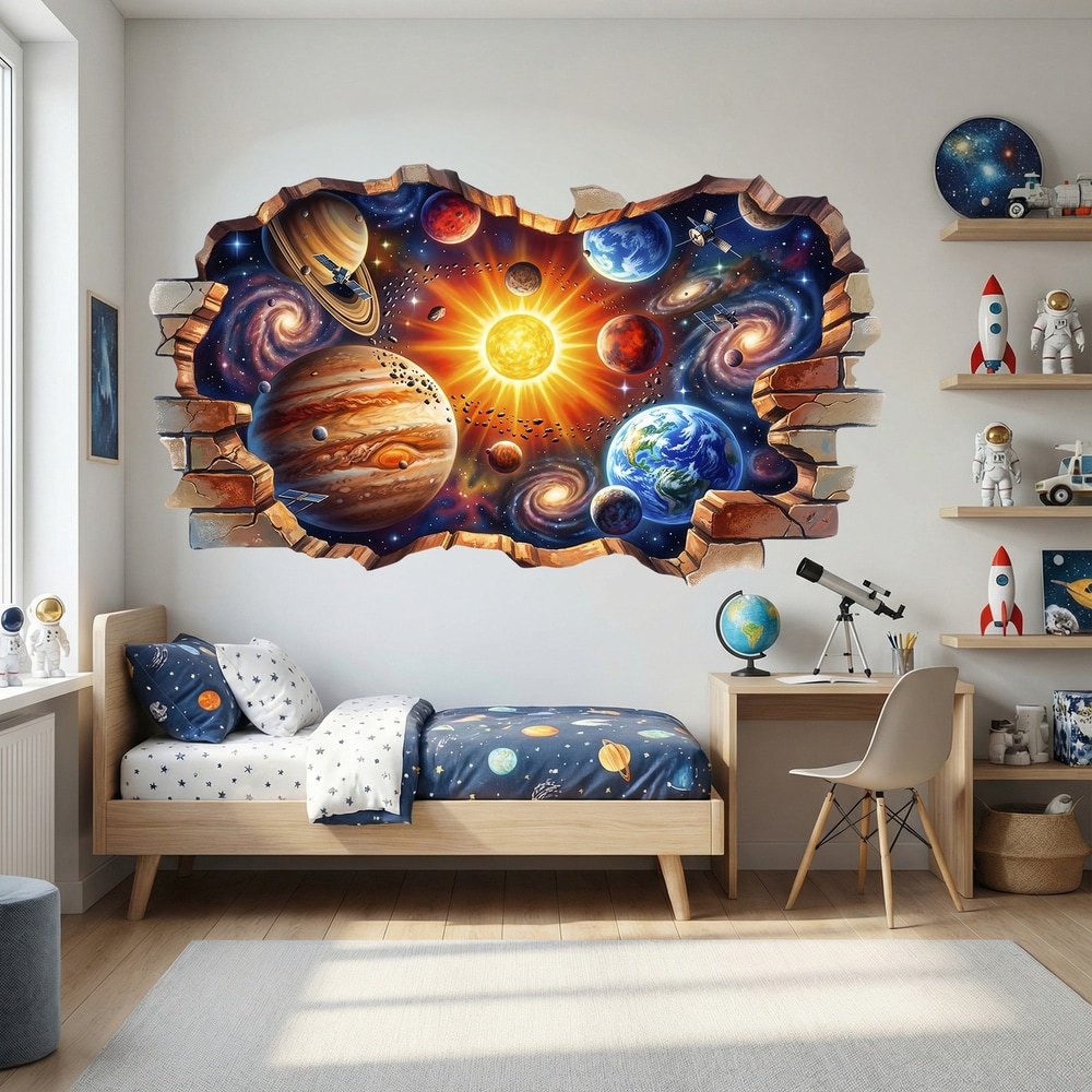 Stickers pour enfants: Trou de Mur Système Solaire et Galaxies