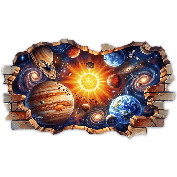 Stickers pour enfants: Trou de Mur Système Solaire et Galaxies
