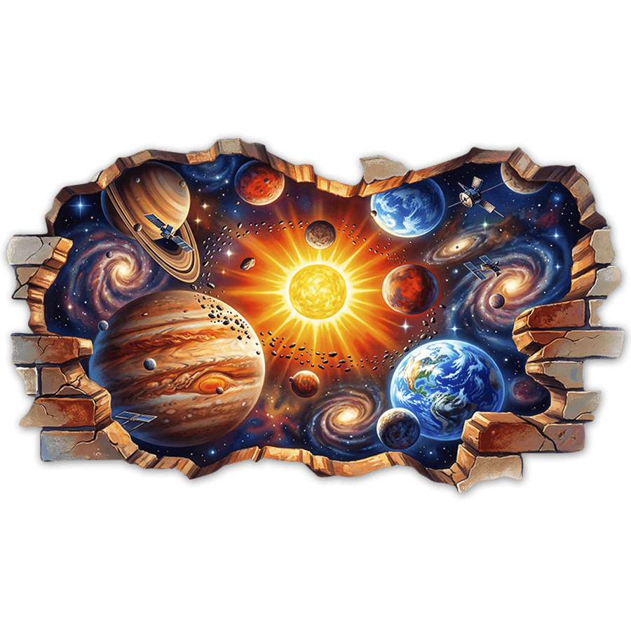 Stickers pour enfants: Trou de Mur Système Solaire et Galaxies