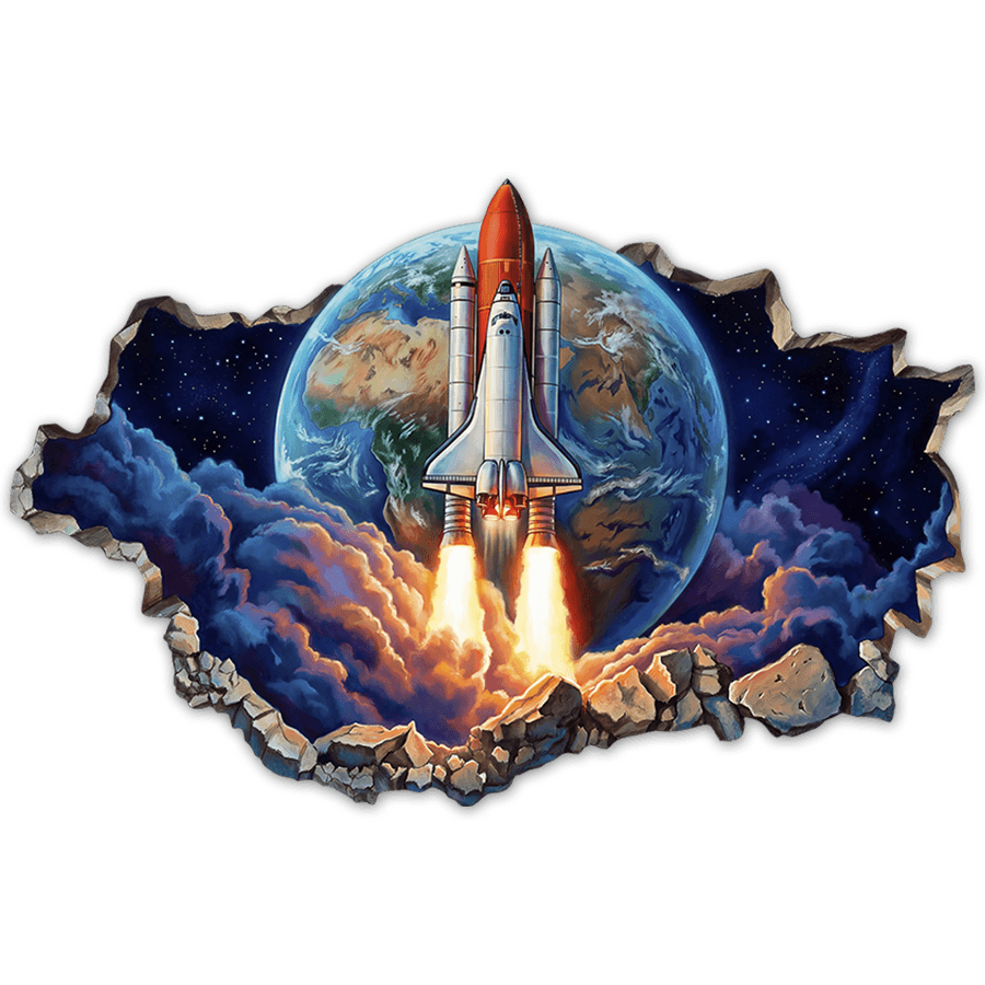 Stickers pour enfants: Trou de Mur Lancement Spatial