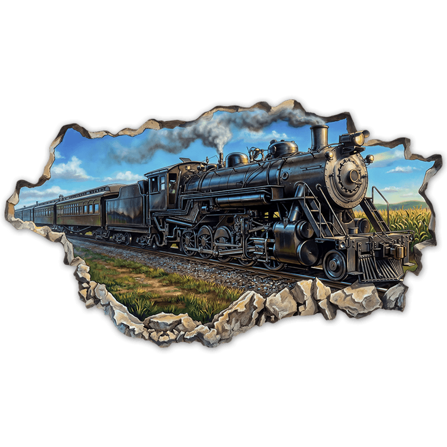 Stickers muraux: Train à Vapeur à Travers le Mur