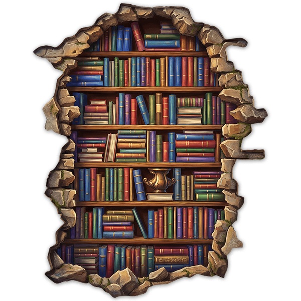 Stickers muraux: Bibliothèque Classique à Travers le Mur