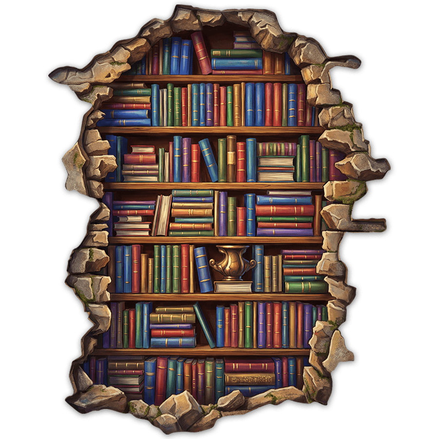 Stickers muraux: Bibliothèque Classique à Travers le Mur