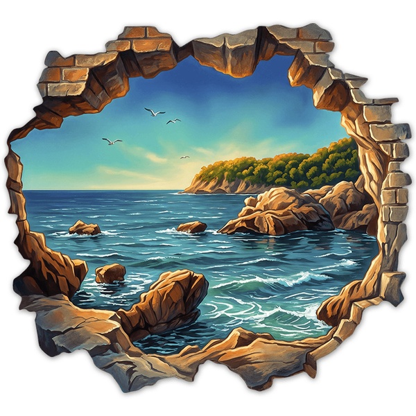 Stickers muraux: Brèche Murale Crique Méditerranéenne