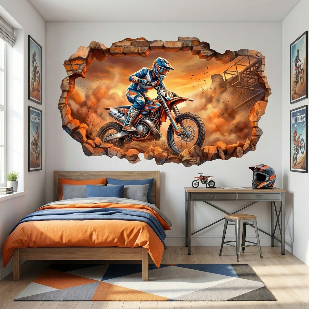 Stickers muraux: Trou de Mur Motocross