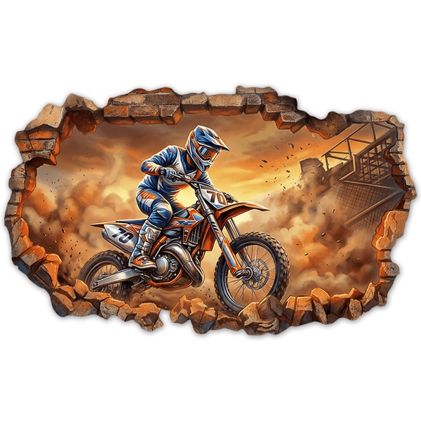 Stickers muraux: Trou de Mur Motocross