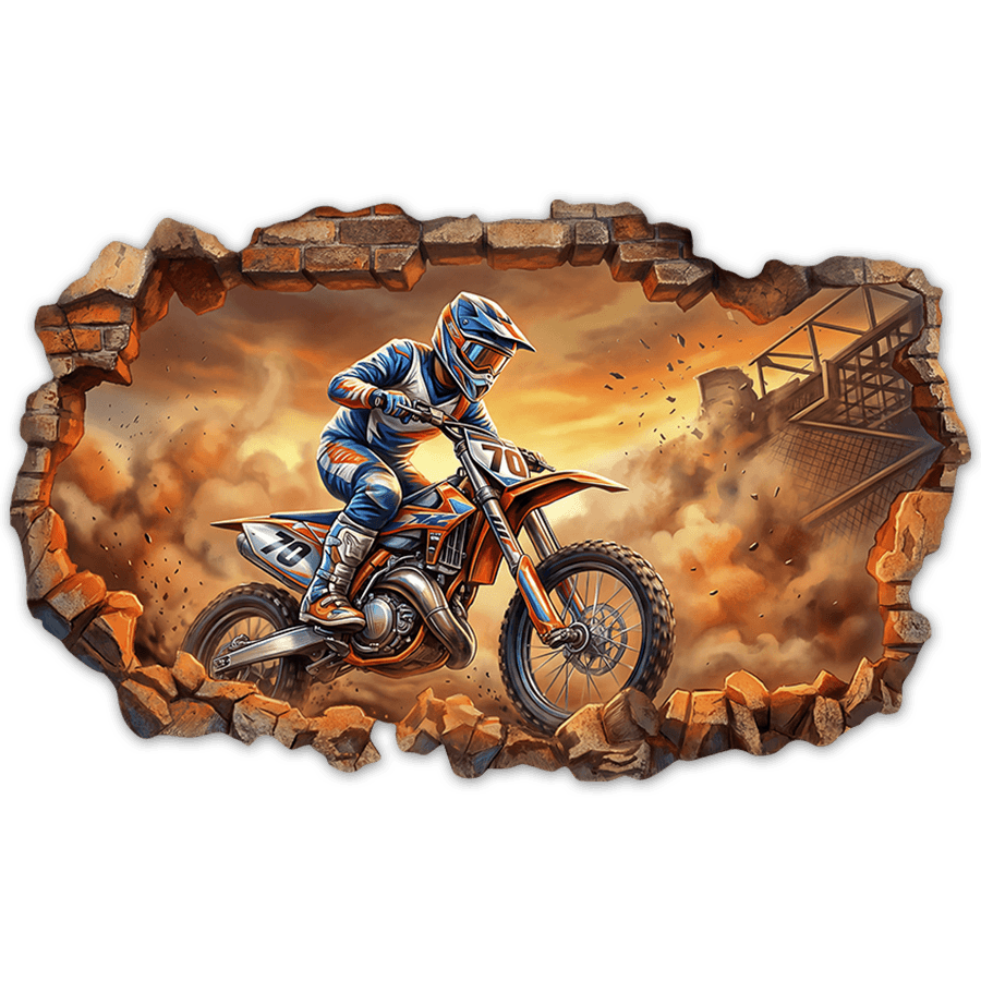 Stickers muraux: Trou de Mur Motocross