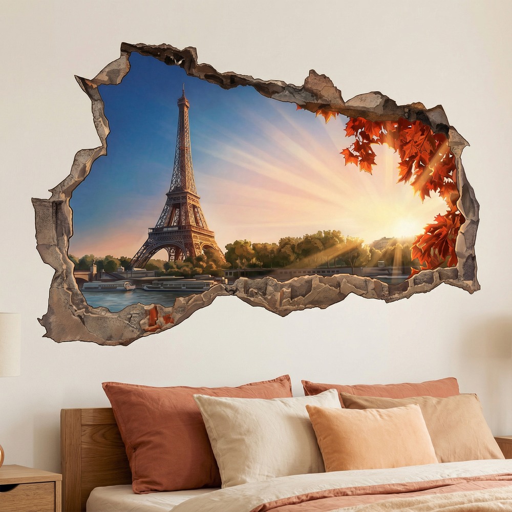 Stickers muraux: Trou dans le Mur Paris au Coucher du Soleil