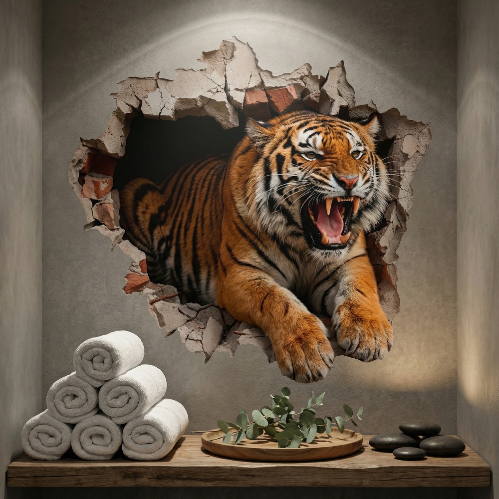 Stickers muraux: Trou de Mur Tigre Sauvage