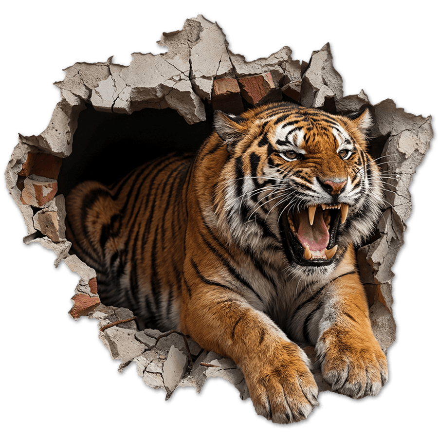 Stickers muraux: Trou de Mur Tigre Sauvage