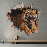 Stickers muraux: Trou de Mur Tigre Sauvage 3