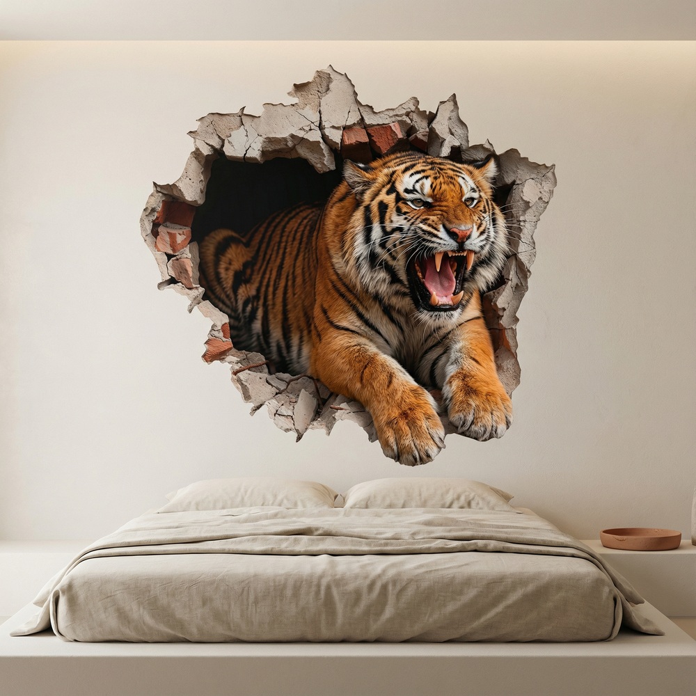 Stickers muraux: Trou de Mur Tigre Sauvage