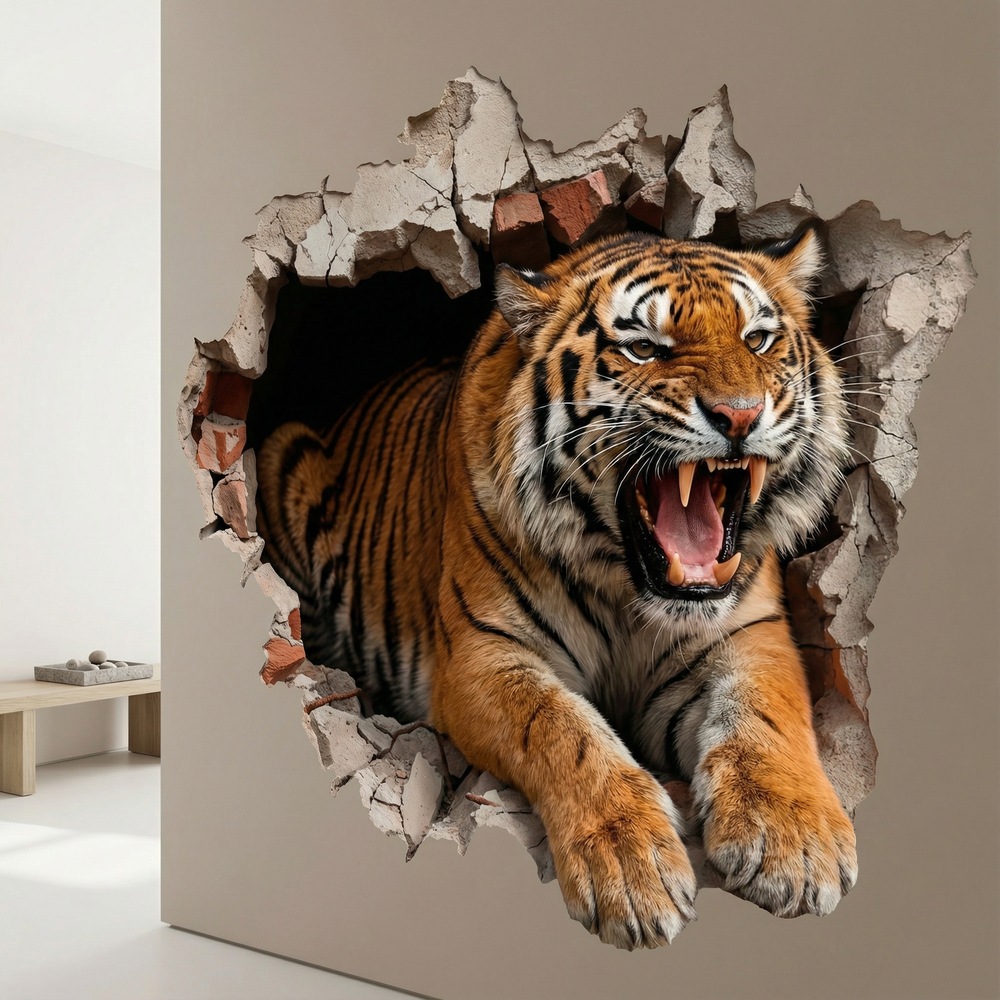 Stickers muraux: Trou de Mur Tigre Sauvage