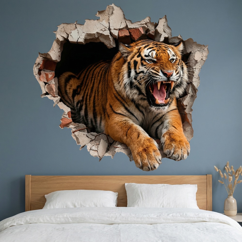 Stickers muraux: Trou de Mur Tigre Sauvage