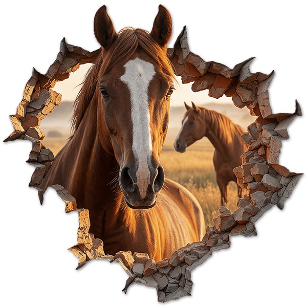 Stickers muraux: Trou de Mur Cheval Brun