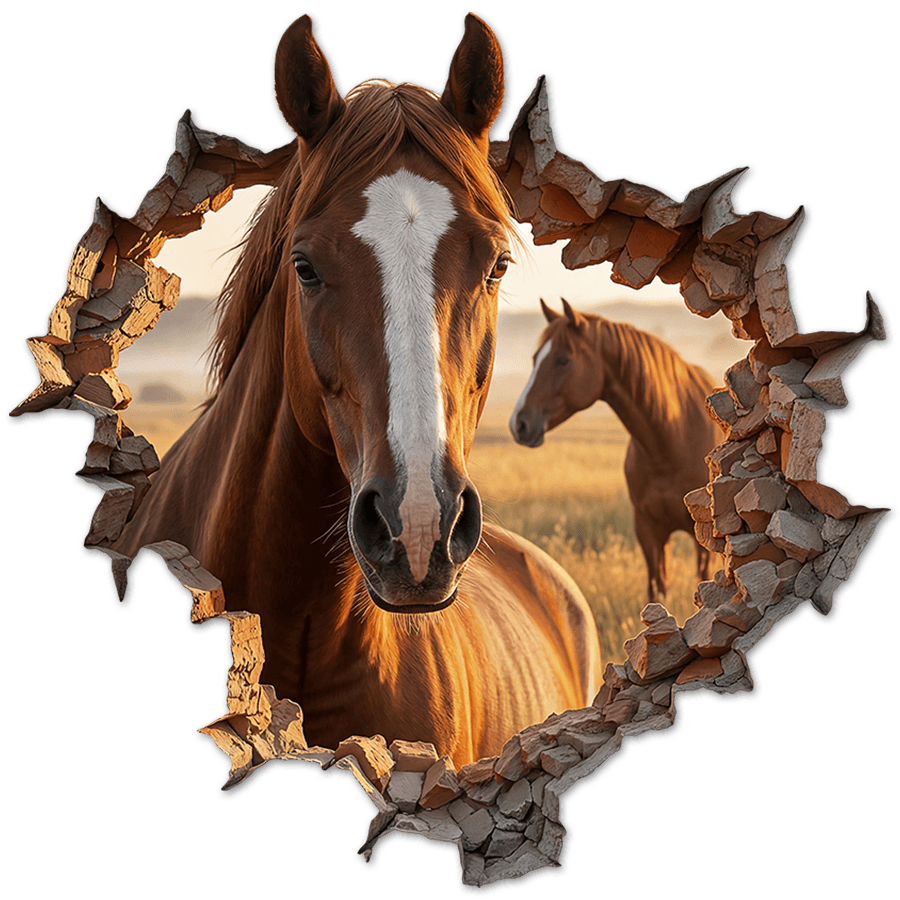 Stickers muraux: Trou de Mur Cheval Marron