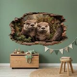 Stickers muraux: Trou dans le Mur Loutres Curieuses 5