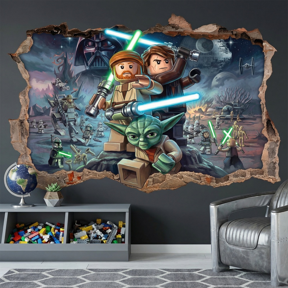 Stickers pour enfants: Trou de Mur Ma&icirc;tres Jedi Lego Star Wars