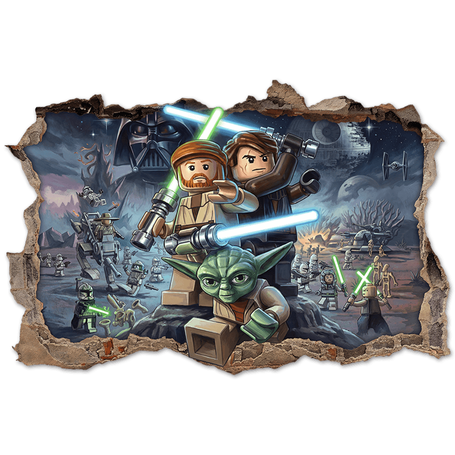 Stickers pour enfants: Trou de Mur Ma&icirc;tres Jedi Lego Star Wars