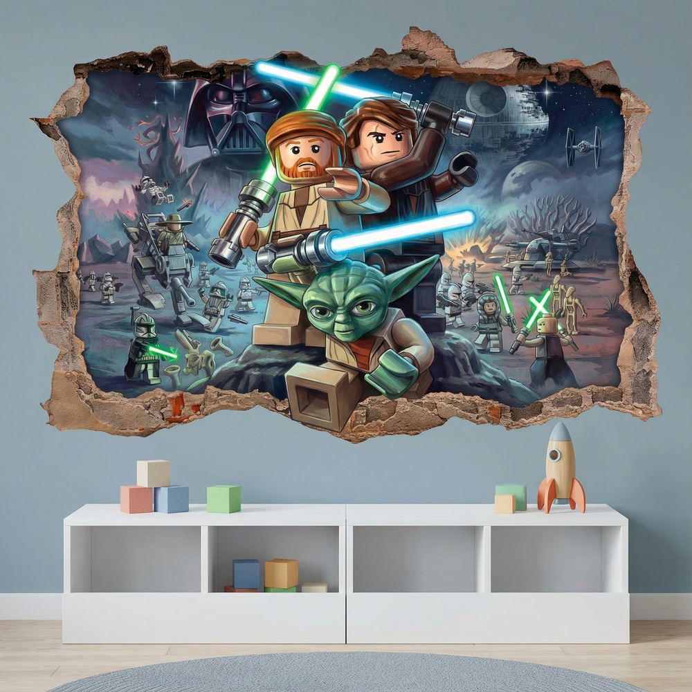 Stickers pour enfants: Trou de Mur Ma&icirc;tres Jedi Lego Star Wars