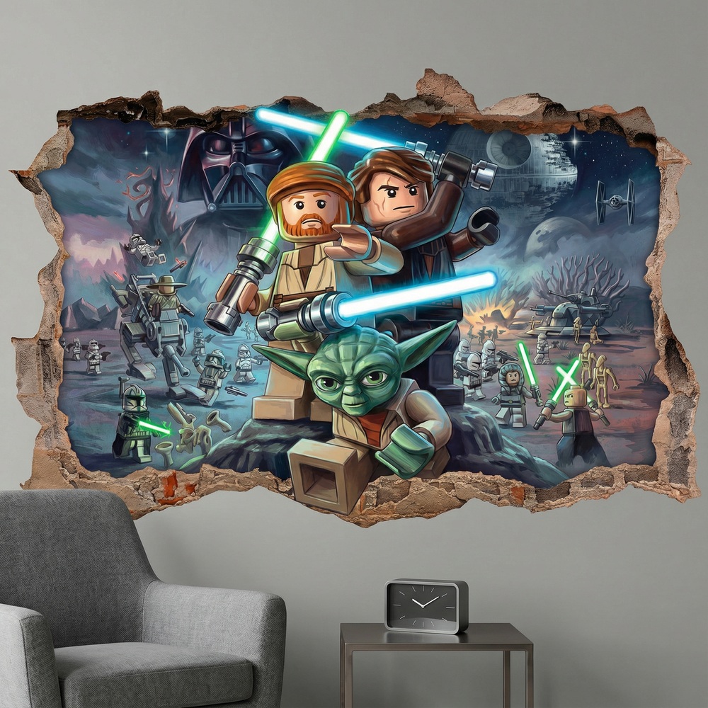 Stickers pour enfants: Trou de Mur Ma&icirc;tres Jedi Lego Star Wars