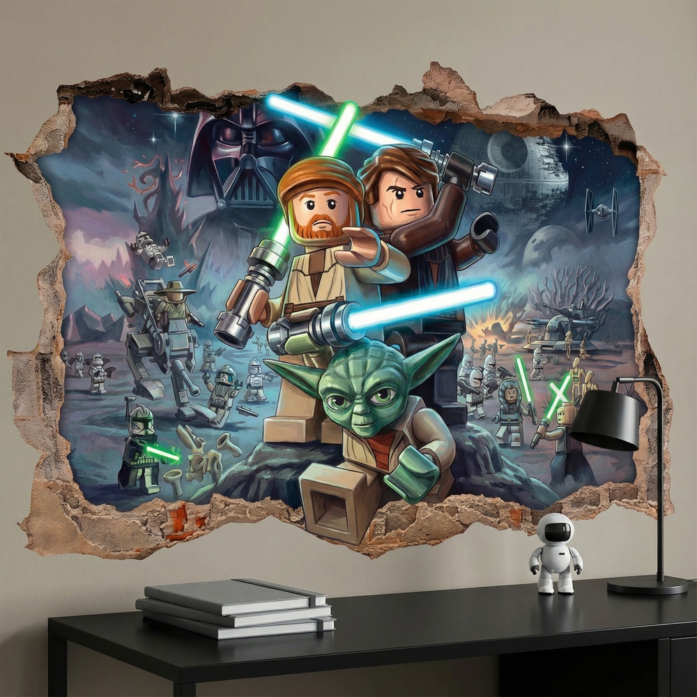 Stickers pour enfants: Trou de Mur Ma&icirc;tres Jedi Lego Star Wars