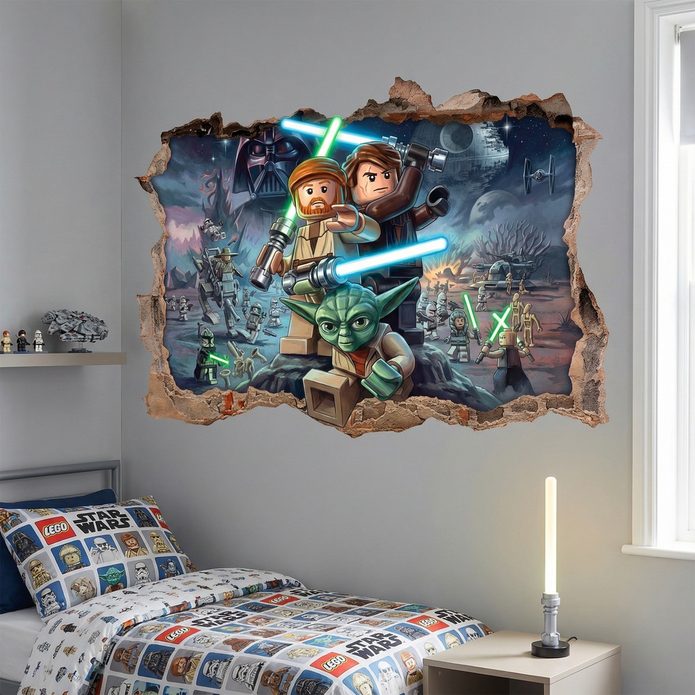 Stickers pour enfants: Trou de Mur Ma&icirc;tres Jedi Lego Star Wars