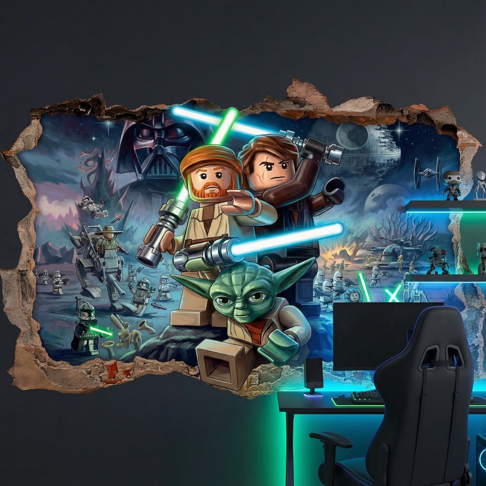Stickers pour enfants: Trou de Mur Ma&icirc;tres Jedi Lego Star Wars
