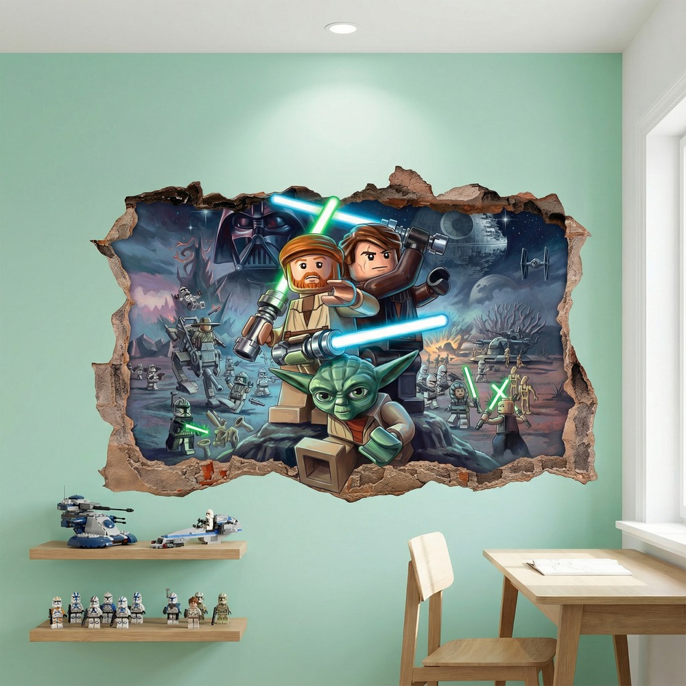 Stickers pour enfants: Trou de Mur Ma&icirc;tres Jedi Lego Star Wars