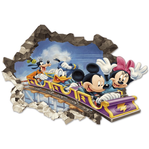 Stickers pour enfants: Trou de Mur Amis de Mickey Mouse Montagnes Russes