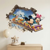 Stickers pour enfants: Trou de Mur Amis de Mickey Mouse Montagnes Russes 3