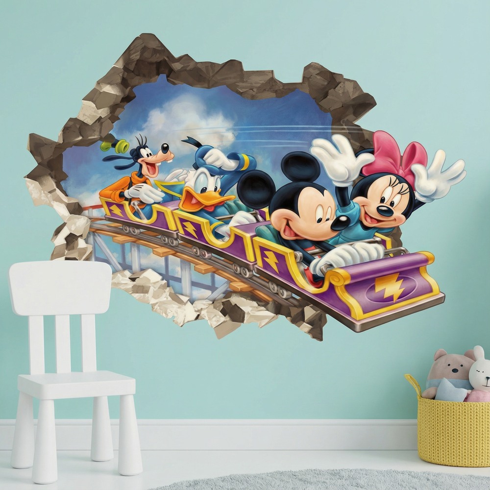 Stickers pour enfants: Trou de Mur Amis de Mickey Mouse Montagnes Russes