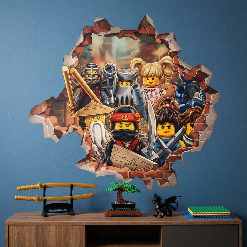 Stickers pour enfants: Trou de Mur H&eacute;ros Lego Ninjago